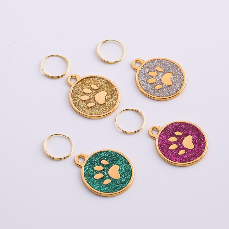 Free Custom Dog Id Name Tag Personalized Pet Dog Tags Anti-Lost Cat Tags Pet Paw Glitter Pendant Chihuahua Collar Accessories