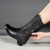 Women's Winter Wool Boots, Medium Length Thick Heel High Boots, Warm Cotton Shoes for Mother