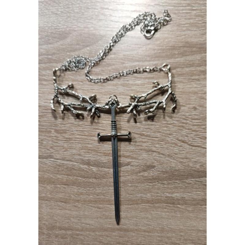 Punk Sword-Pendant Necklace Gothic Tree Branch Chain Sword-Hip Hop Silver Y2k Necklace Jewelry Medieval-Ornament Gifts