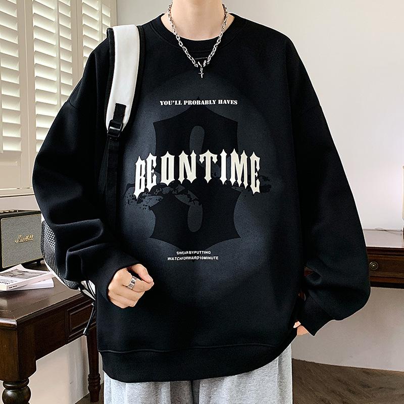 Men's Trendy Round Neck Thickened Hoodie for Autumn/Winter