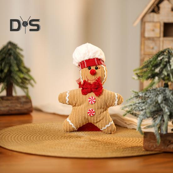 1/2Pcs Christmas Gingerbread Man Doll Plush Stuffed Doll Toy Gingerbread Pendant Christmas Tree Hanging Decorations for Fireplace Display
