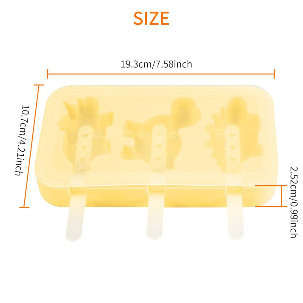 Cute Ice Cream Mould Heat-resistant Silicone Molds 3 Slots Non-stick Food Grade Animal Molds Baking Tool Kitchenware Kitchen