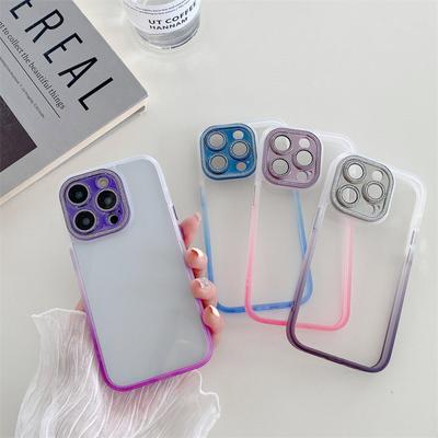 Luksuslik gradientraam Bright Glitter Objektiivikile Telefoni ümbris Sobib iPhone14 13 12 Pro Max 11 Täiskomplektiga kukkumisvastaste kaitseümbriste jaoks