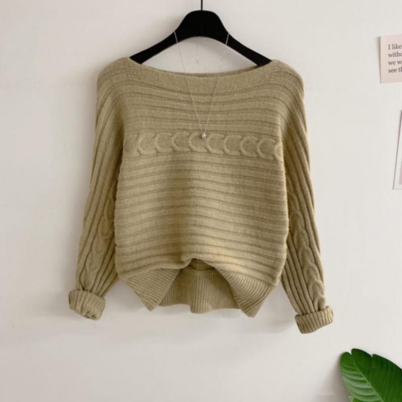 Honey J Boat Neck Cable Knit 2color