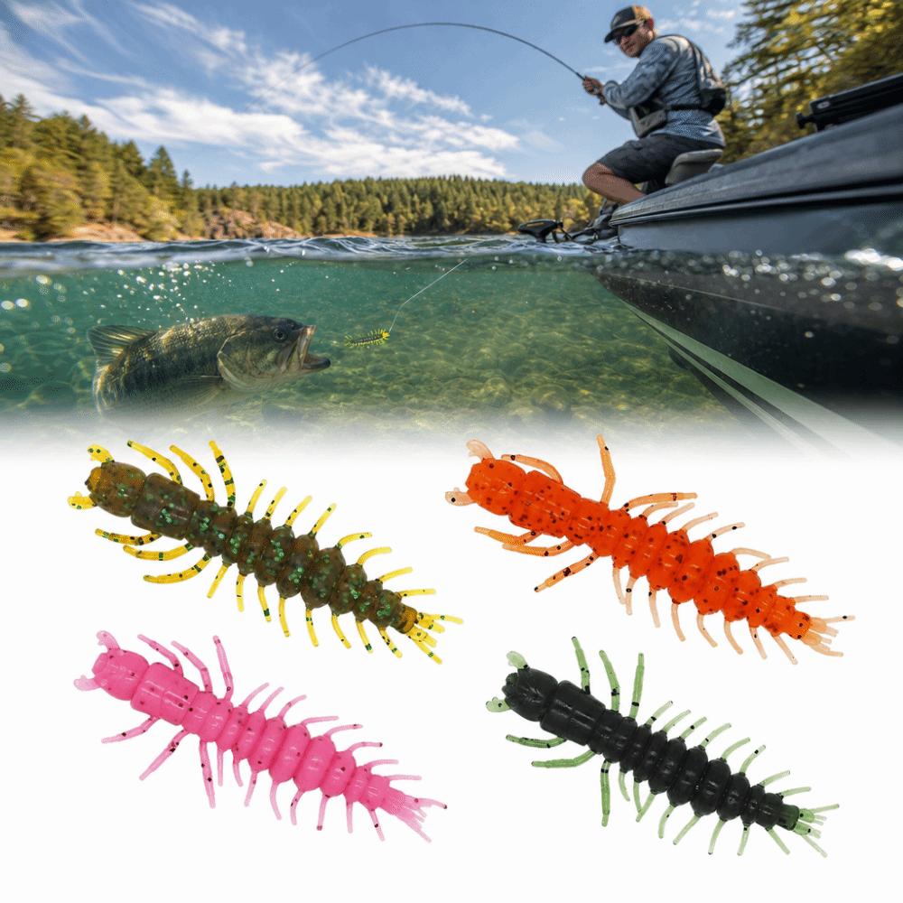 48PCS 2.95inch Fishing Worm Lures Soft Bass Baits Hellgrammite Fishing Lures  Bass Fishing