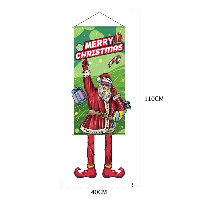 

Christmas flag hanging, hanging cloth, ceiling background, Santa Claus, snowman, deer elf, hanging banner, non-woven fabric