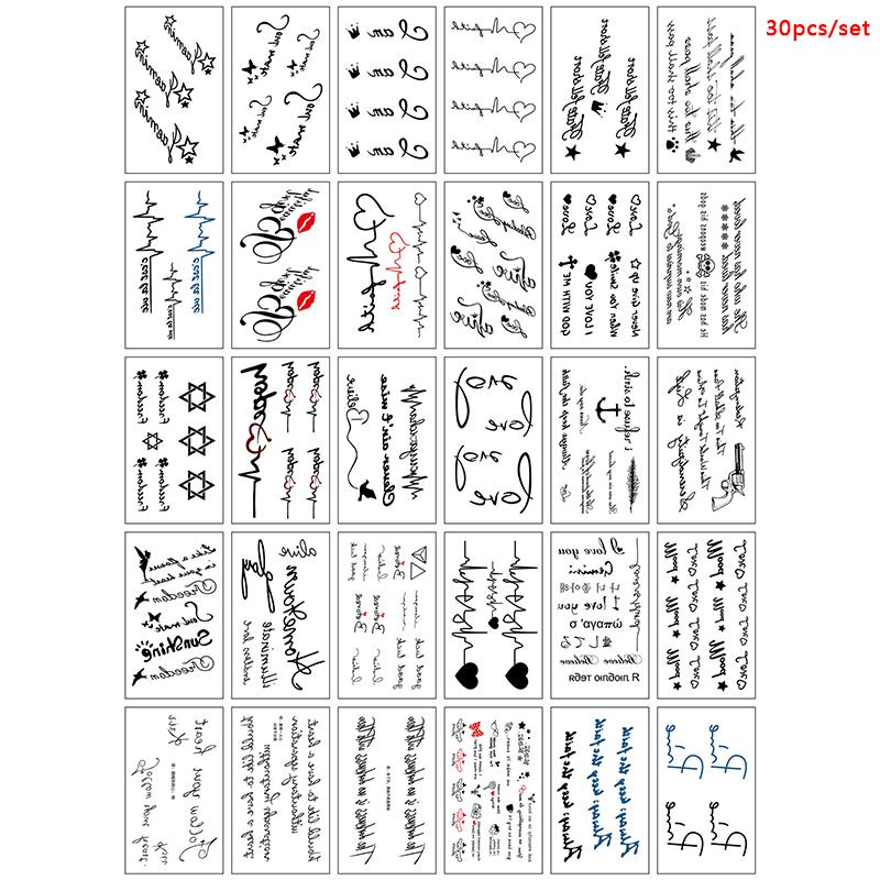 30 Sheets 3D Butterfly Flower English Pattern Temporary Tattoo Sticker,Small Size Body Arm Shoulder Wrist Fake Tattoo Sticker