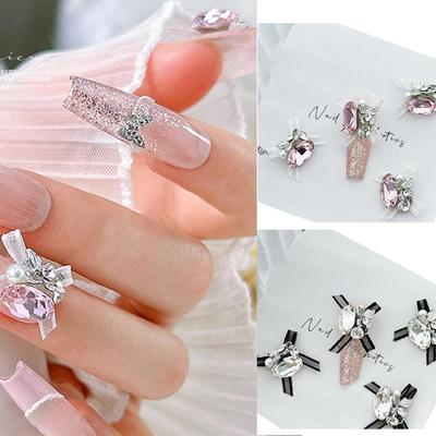 4pcs Exquisite Bow Gems with Crystals To Add Fashionable To Your Nails for Women Girls ZHE