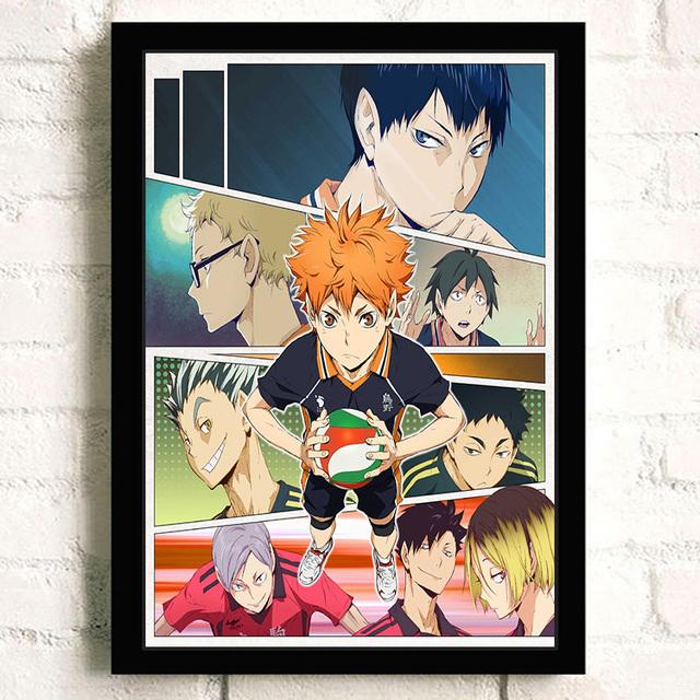 Massivholzrahmen Japanischer Anime Haikyuu! Volleyball Wand Kunst Leinwand Malerei Nordic Poster Und Druck Bilder Moderne Wohnzimmer Dekoration