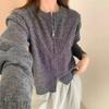 Retro Knitted Cardigan Crew Neck Zipper Autumn and Winter New Soft Waxy Lazy Style Short Casual Sweater Jacket Women