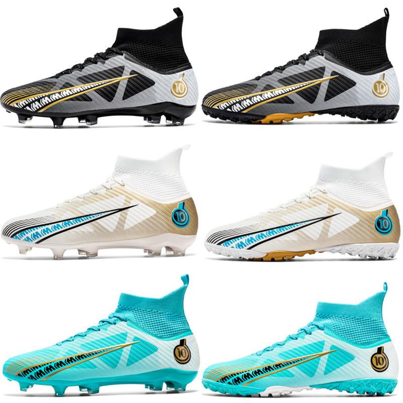 Macy X10 High-top Football Shoes Spiked Broken Nails Boys and Children Lawn Youth Student Sports Training Shoes