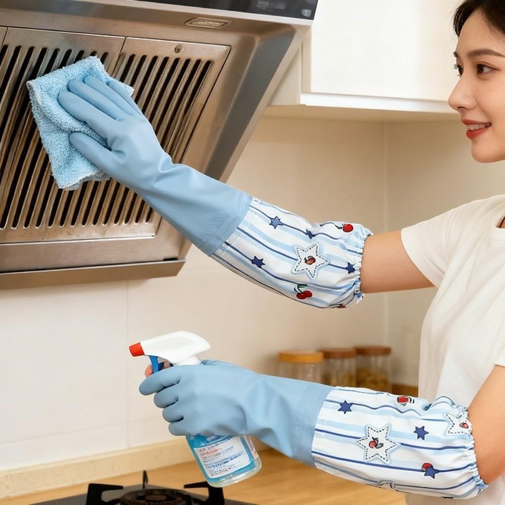 Long Cuff Dishwashing Gloves Velvet Extended Gloves Household Gloves Winter Gloves Laundry Use