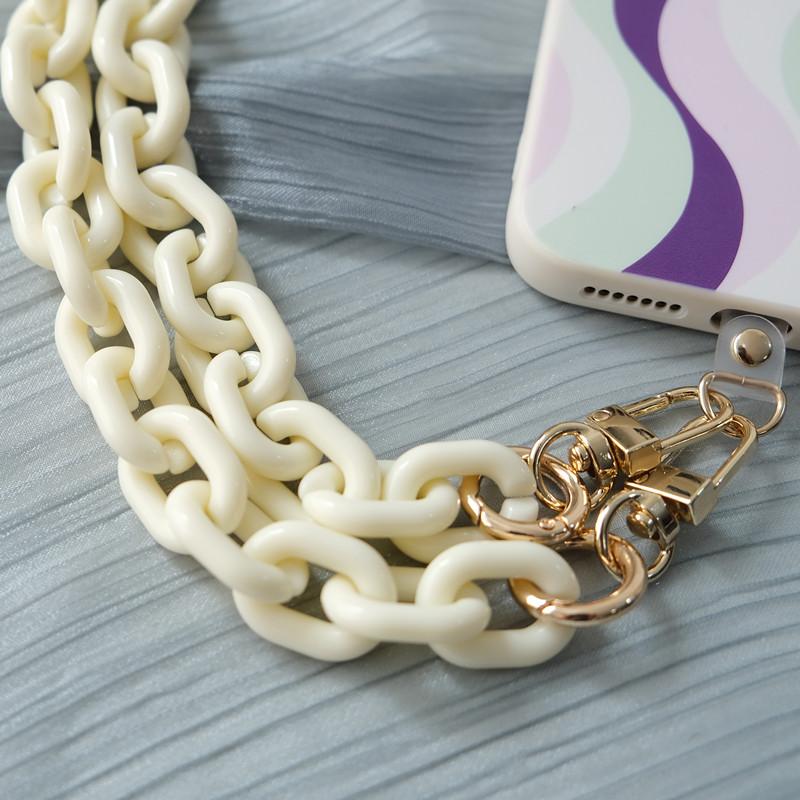 New Phone Chain Accessory Detachable Parts Candy Neon Crossbody Resin Luxury Neck Strap Phone Case Chains Acrylic Cute Shoulder Lanyard Hanging Chain