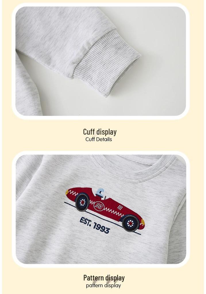 Autumn/Winter Boys' Retro Embroidered Round Neck Sweatshirt - 26 Years Experience
