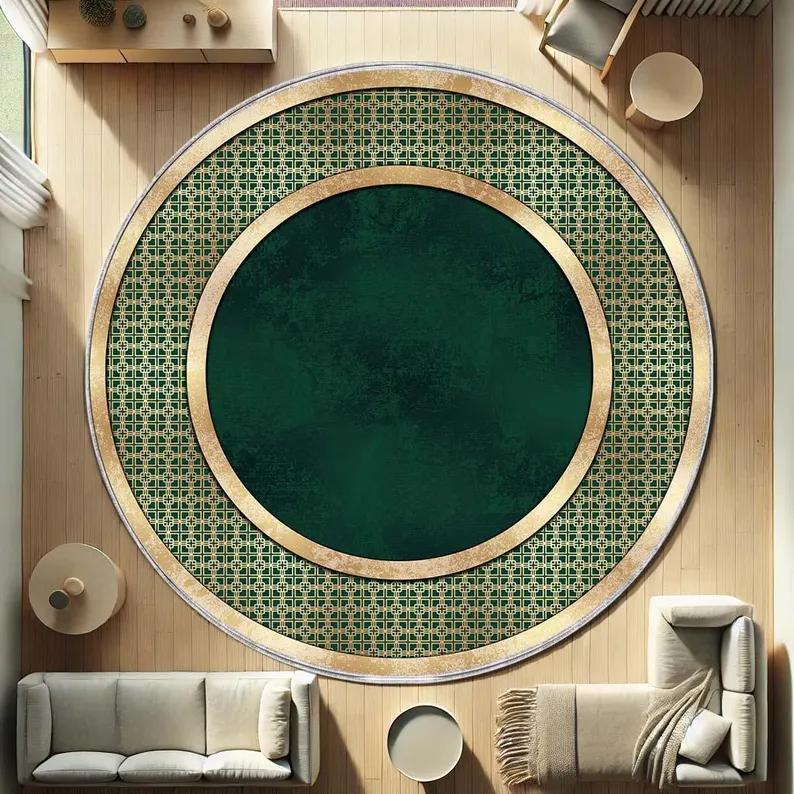 Gold Marble Round Rug Luxury Living Room Carpet Christmas Carpet Home Decoration