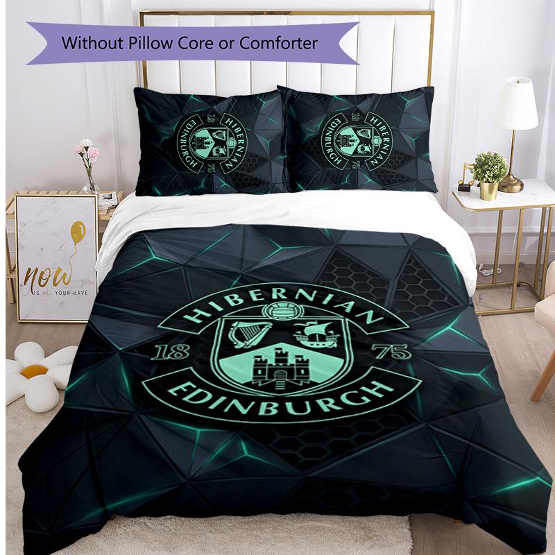 Hibernian FC Set Lenzuola Stampato 3 Pezzi Copripiumino Traspirante con Federe Biancheria da Letto Decorativa per Camera da Letto Casa