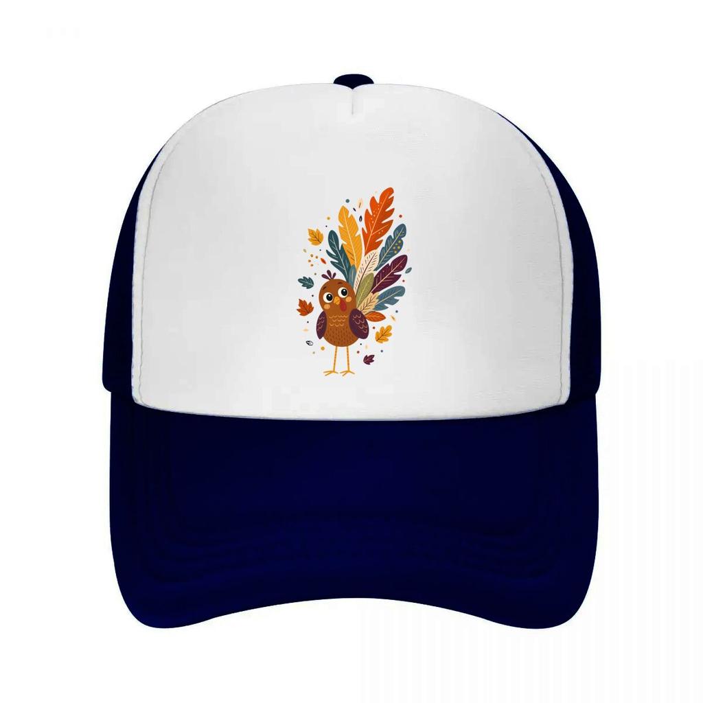 Whimsical Thanksgiving Bird Feather Mesh Baseball Cap Casual Hat Outdoor For Womens Unisex FeUnisex