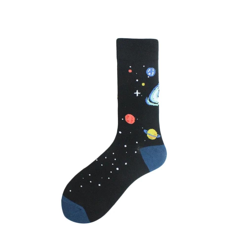 New Funny Alien Planet Universe Men's Cotton Socks European American Fashion Street Dance Trend Crew Hipster Skateboard Unisex