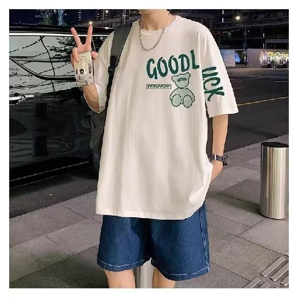 Pánské trendy tričko s krátkým rukávem s kulatým výstřihem a kulatým výstřihem na léto Volný ležérní top