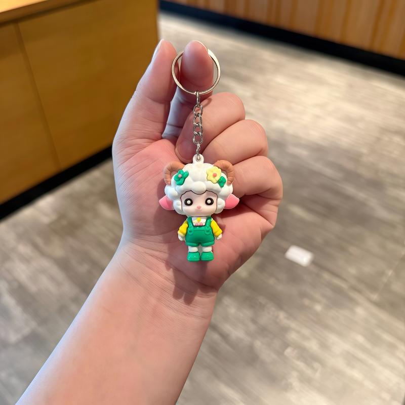 Pvc Keychains With Lovely Outfits Sturdy Metal Ring For Nice Bag Decor Gift For Kids And Friends Cute Cartoon Sheep
