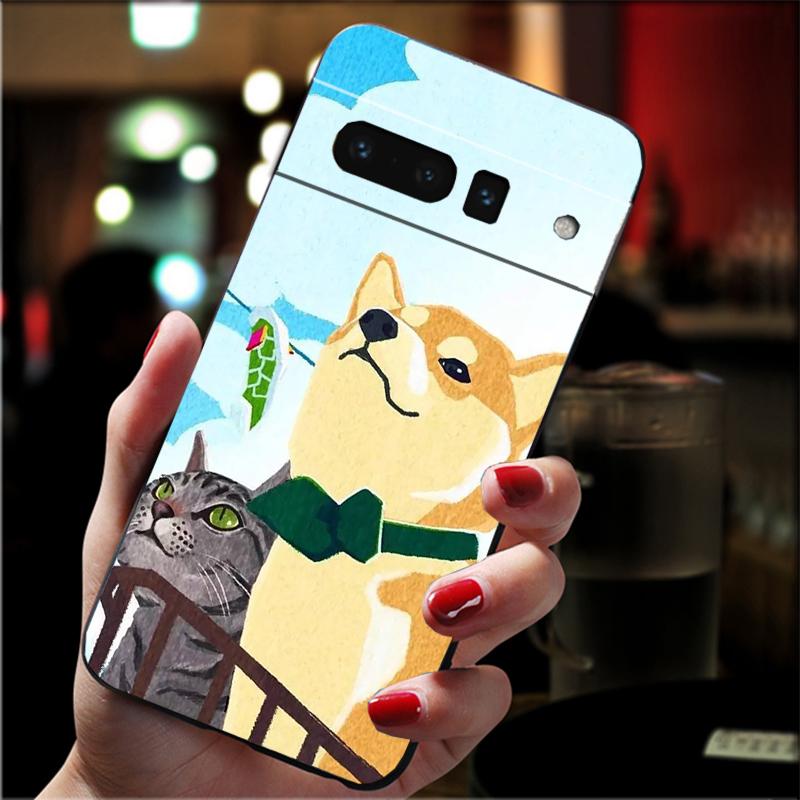 Phone Case for Google Pixel 10 9 Pro XL 8 7 6 Pro Pixel 9A 8A 7A 6A 5A 4A Pixel 8 7 6 5 Shiba Inu Painting Case Funda