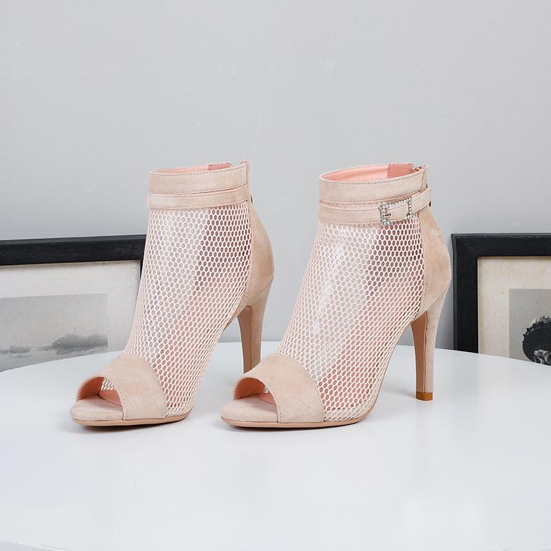 Sommer High Heel Tanzschuhe Schwarz Mesh Latin Ballroom Dance Stiefel für Frau Wildleder Gummi Salsa Bachata Tanzschuhe Frau