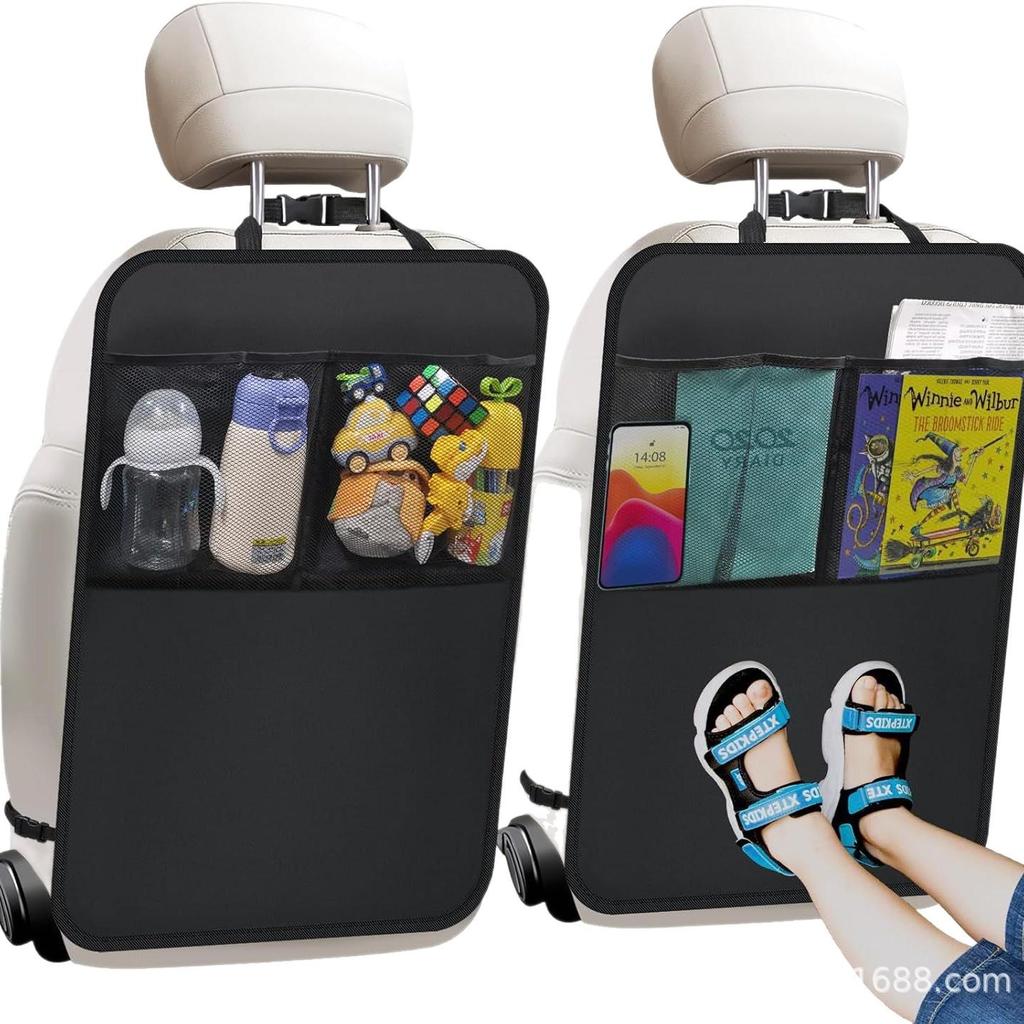 Waterproof Car Seat Back Protector & Storage Organizer with Mesh Pocket for Kids