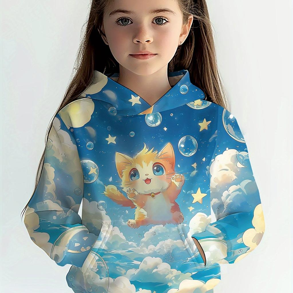 Kinderkleidung Mädchen Hoodies Langarm 3D Cartoon Tiere Drucken Kinder Frühling Herbst Kleidung Casual Niedlich Outdoor Mädchen Kleidung Top