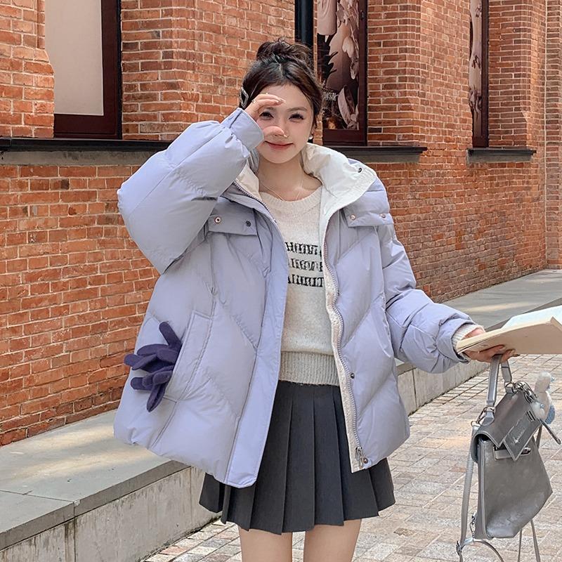 Down Cotton Coat for Women's Winter New Style Small Short Color Matching Cotton Coat Coat