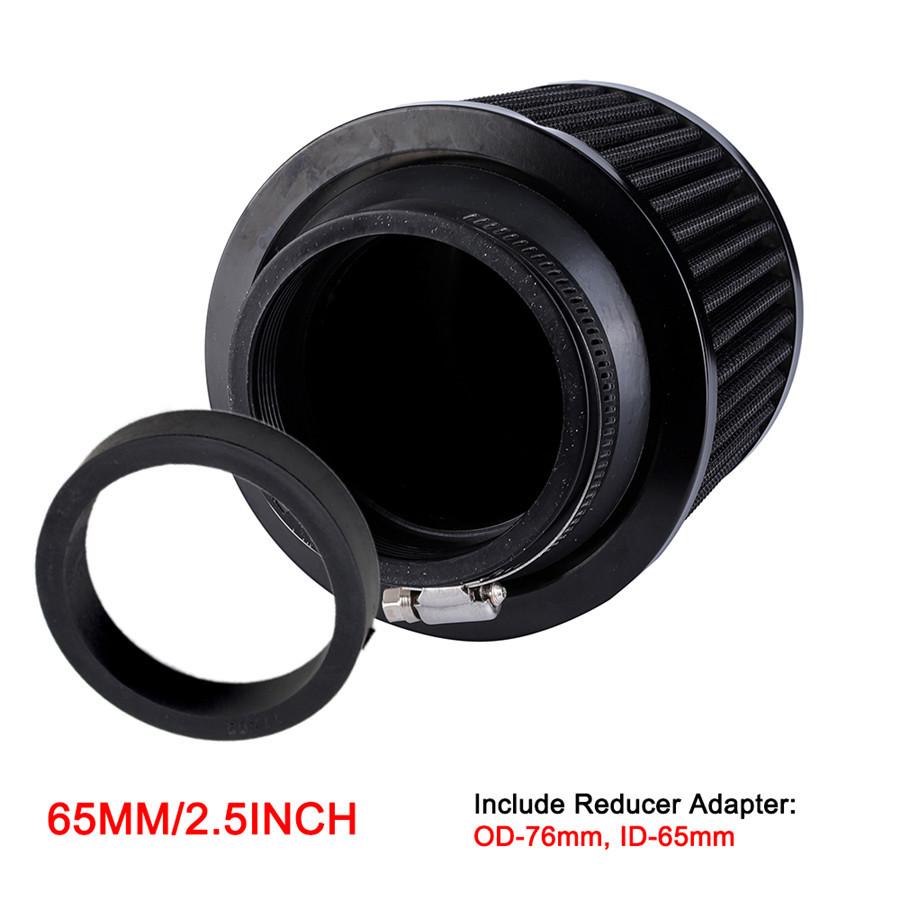 65mm/2.5'' Black Motorcycle Air Filter Pod Rubber Adapter High Cold Universal 1x