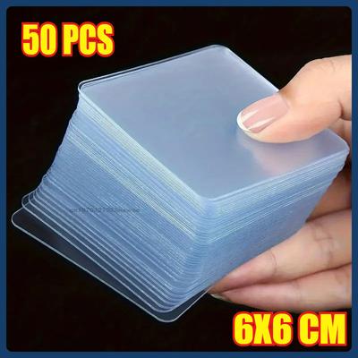 50 Pcs Ultra Strong Nano Double Sided Adhesive Tape, Transparent Waterproof Square Wall Stickers Patch For Bathroom Seamless Fixing