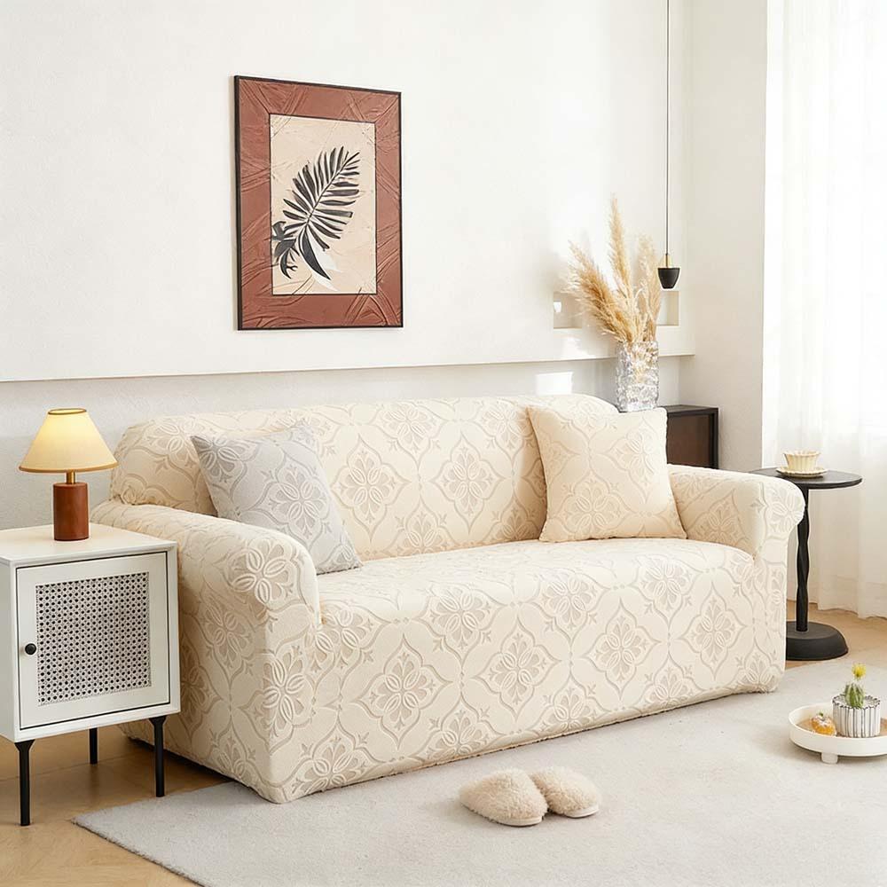 Premium Jacquard Stretch Sofa Cover 1/2/3/4/5 Seater Solid Color Furniture Slipcover Protector for Home Office Living Room Decor