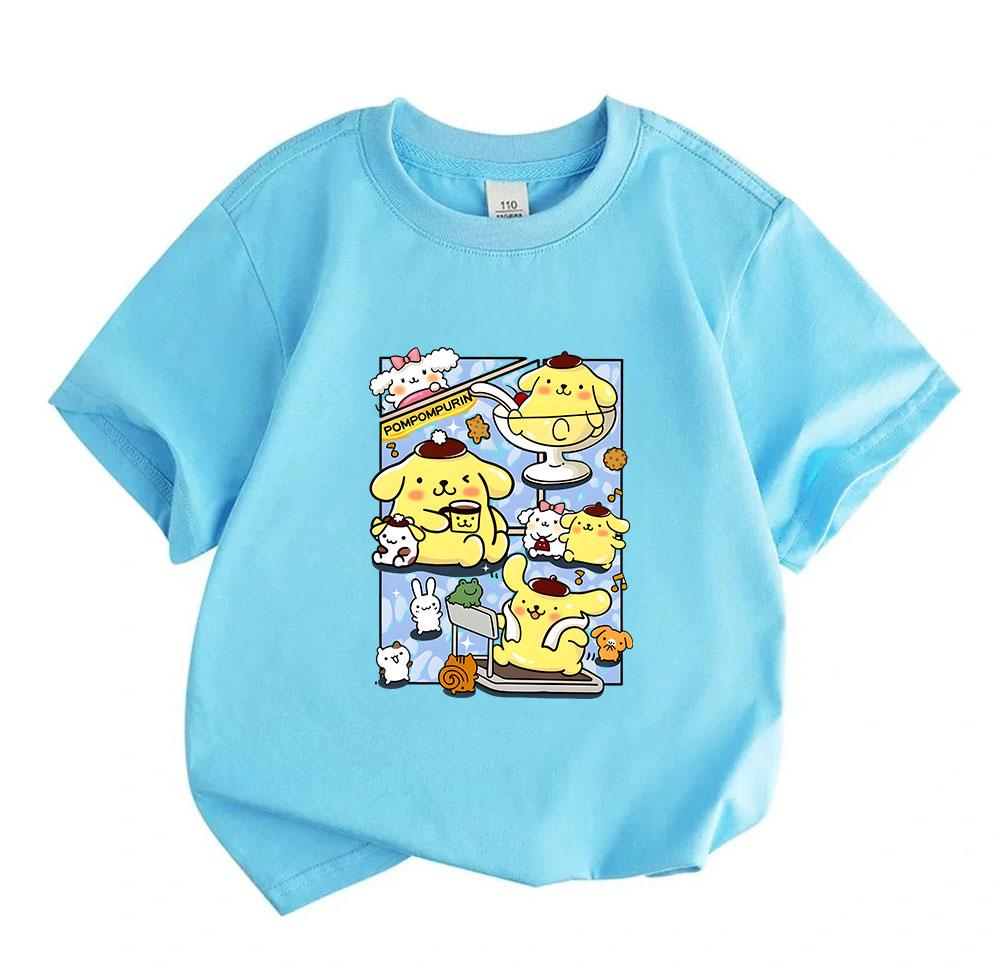 Kids Boys Girls Cute Yellow Puppy Graphic T Shirt 100% Cotton Short Sleeve O-neck Casual Cartoon Pattern Tee Tops for Children Daily Wear Party Gift