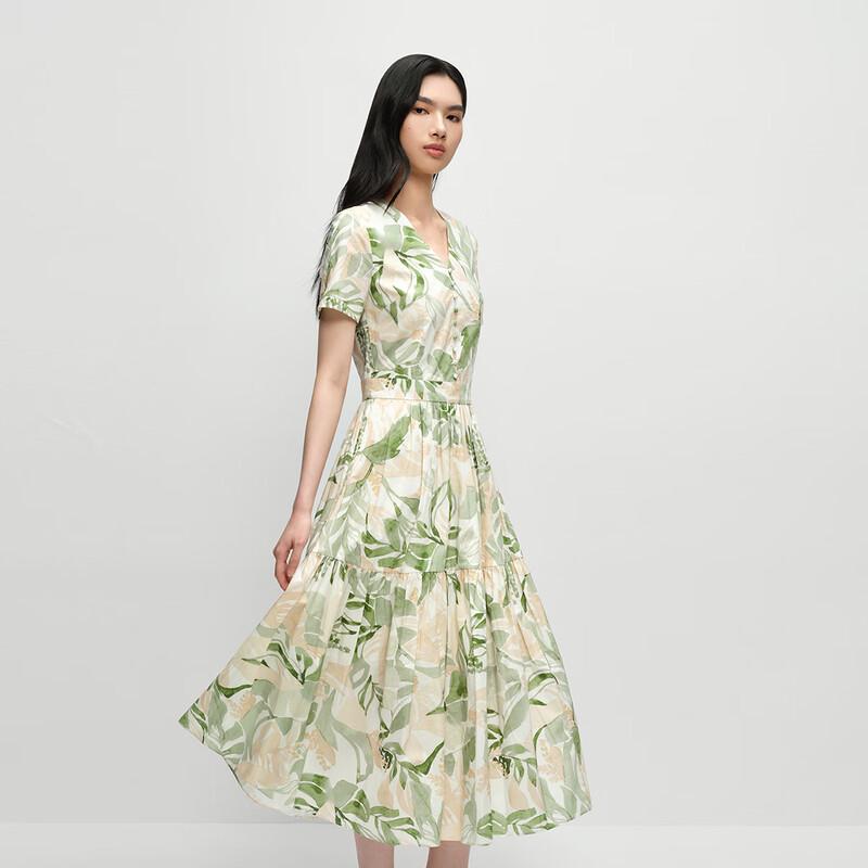 

OVVOVV Women s V-neck Floral Print Short Sleeve Dress S