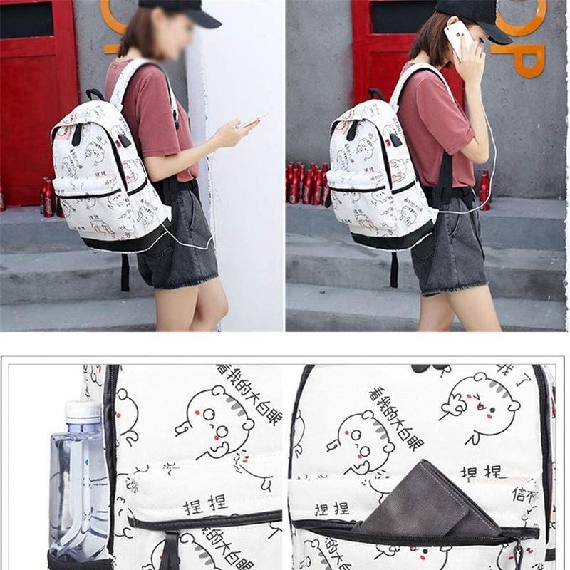 Asge Women's Fashion School Bag Kawaii Printing Backpack Girls Casual Waterproof Backpack School Teenager Daypack