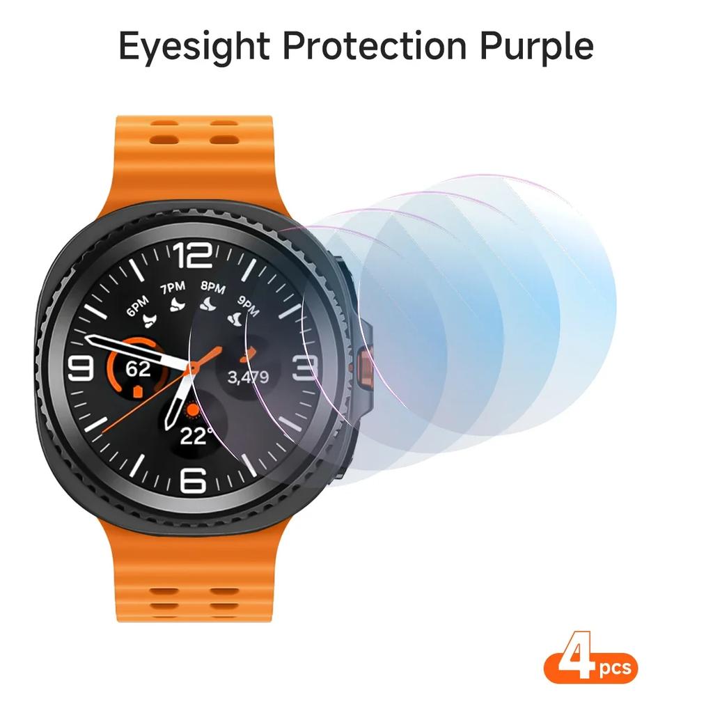 1-5PCS Screen Protector for Samsung Galaxy Watch 8 40mm 44mm Classic 9 HD tempered glass film+Eye-protection purple light