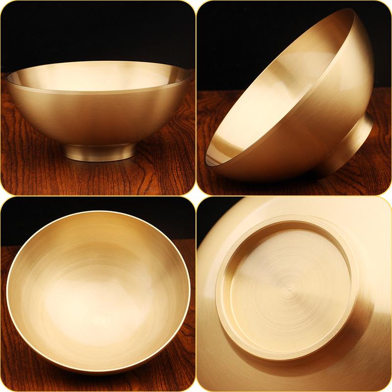 Brass Double Happiness Bowl Wedding Supplies Home Buddha Front Water Supply Cup Offering Water Purification Glossy Copper Bowl Tabletop Ornament