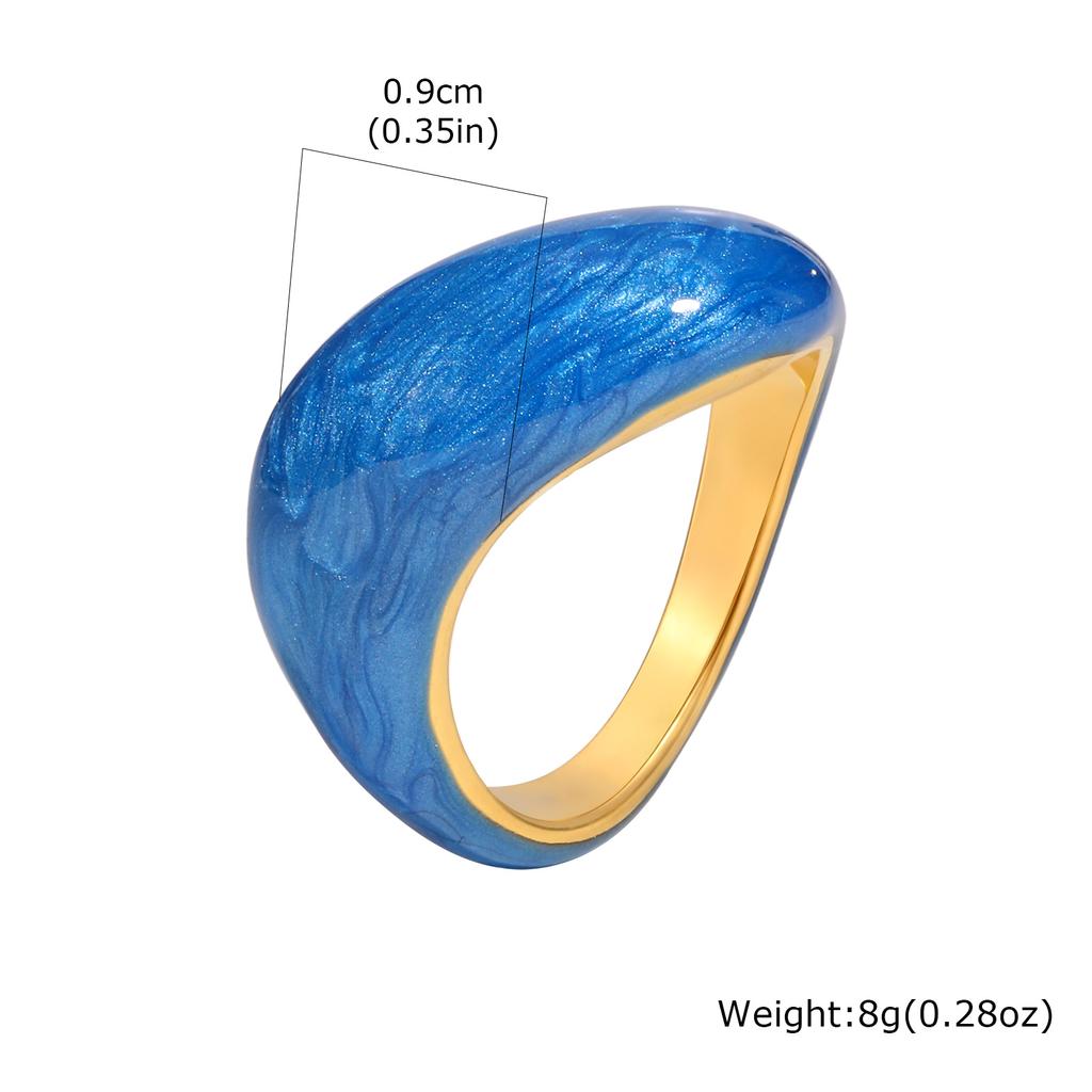 Onregelmatige Geometrische Kleurrijke Emaille Ring voor Vrouwen Gepersonaliseerde Roestvrijstalen Ring Hoge Kwaliteit Creatieve Vinger Sieraden