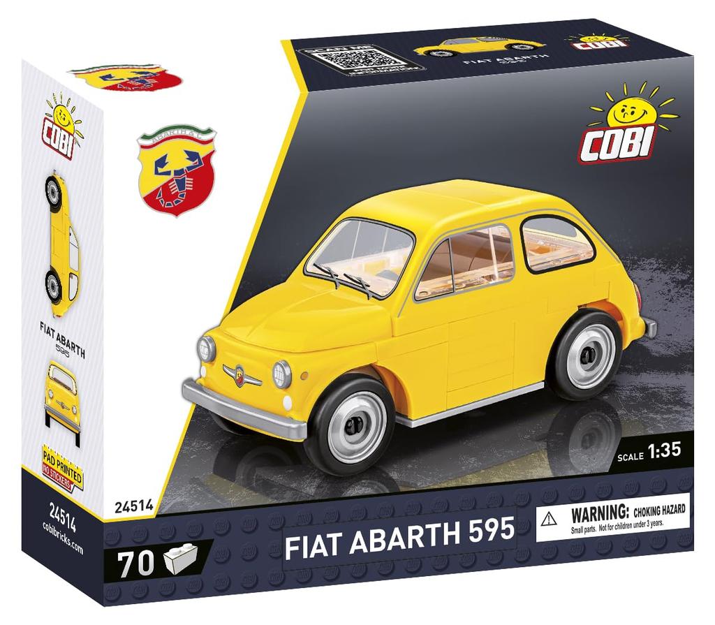 COBI Building Blocks Toy Fiat Abarth Cinquecento 1/35 Scale FIAT ABARTH 500 1965 (Yellow) 70 Pieces Compatible with LEGO 24514