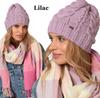 Women's Braided Knit Hat for Winter and Autumn Fashionable Uni A4 Lilac