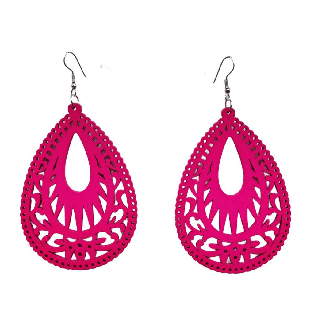 Bohemian Beach Wooden Long Earrings
