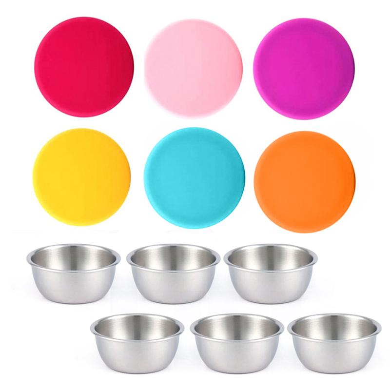 6pcs Stainless Steel Sauce Containers Reusable Leak-proof Salad Dressing Container Condiment Cup
