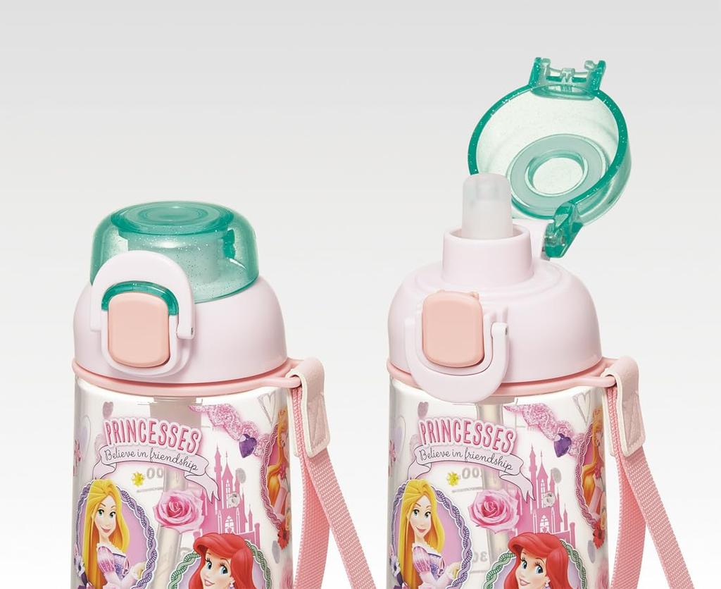 Skater Dětská láhev na vodu s brčkem, průhledná, 630 ml, s popruhem, Disney princezny s motivem PSHPO667446