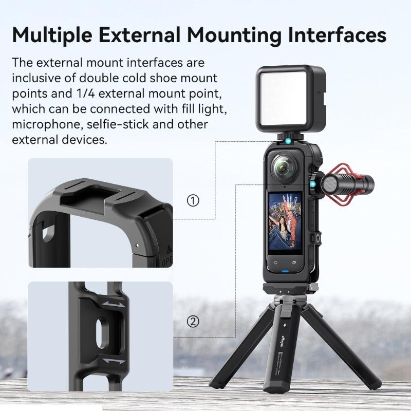 Fast Detachable Camera Cage Housing Shockproof For X5 Cameras Frames Enhances Heat Dissipation Mounting Systems