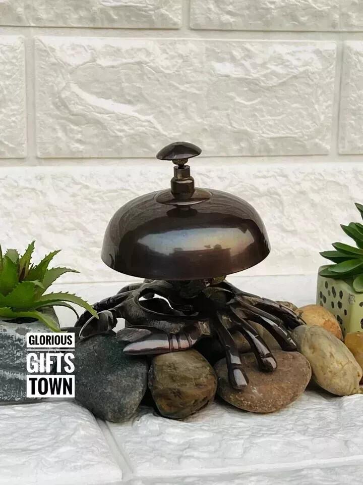 Antique Brass Desk Bell, Crab Bell For Reception Bell, Table Top Desk Bell,