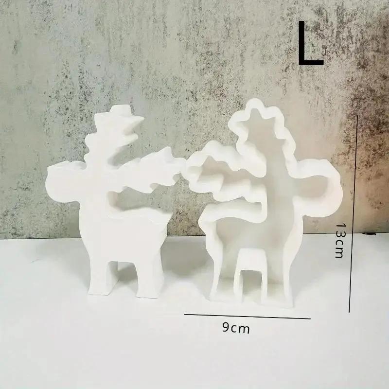 Christmas Elk Ornament Silicone Mold DIY Christmas Deer Scented Plaster Candle Mold Resin Crafts Making Tools For Home Decor