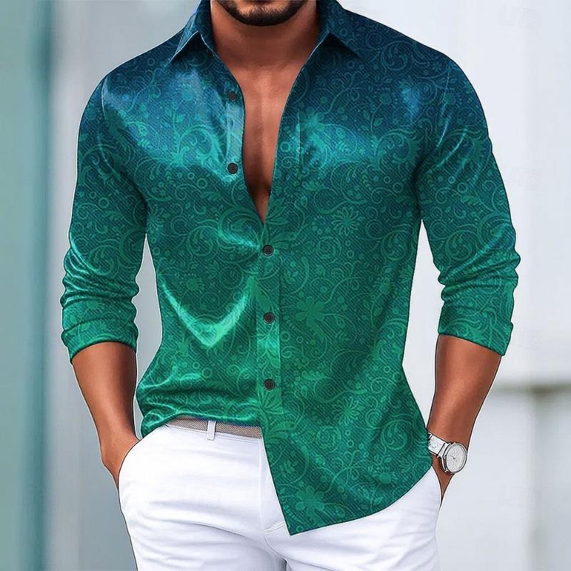 Men's Paisley Floral Print Ethnic Shirt Fashion 3D Printed Shirt Button Up Shirt Casual Long Sleeve Shirt Street Blouse for Mens