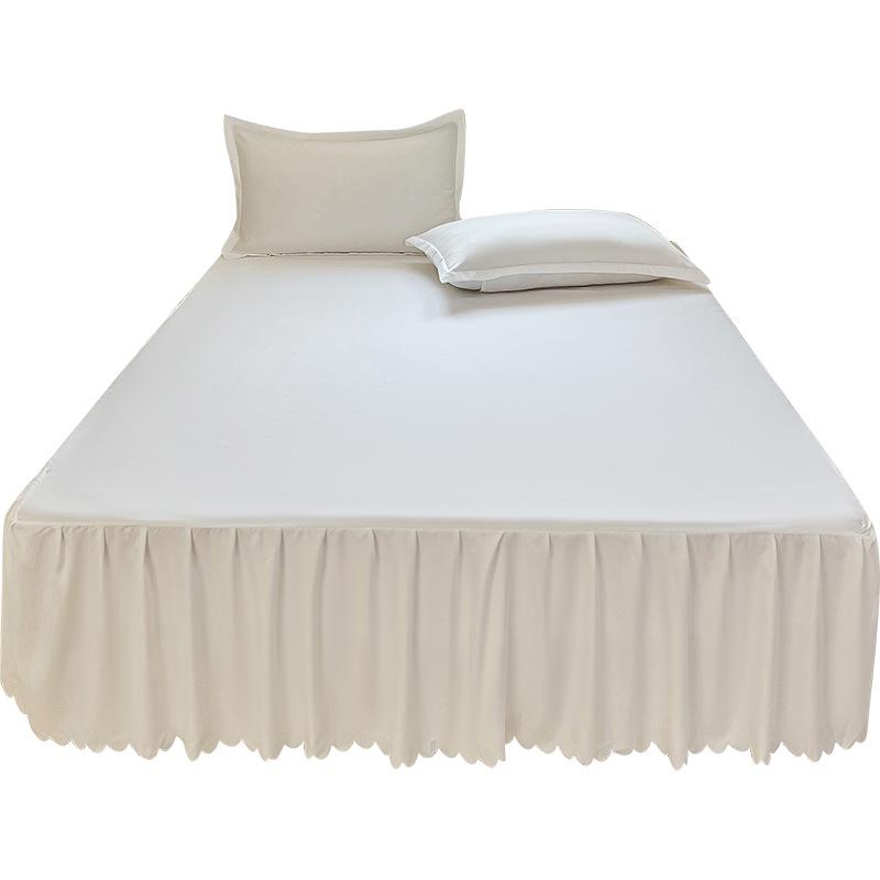 Non-Slip Solid Color Bed Skirt & Peach Skin Mattress Protector
