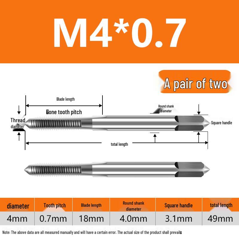 Feingewinde Handgewindebohrer M8-M20 Satz (5 Stücke)