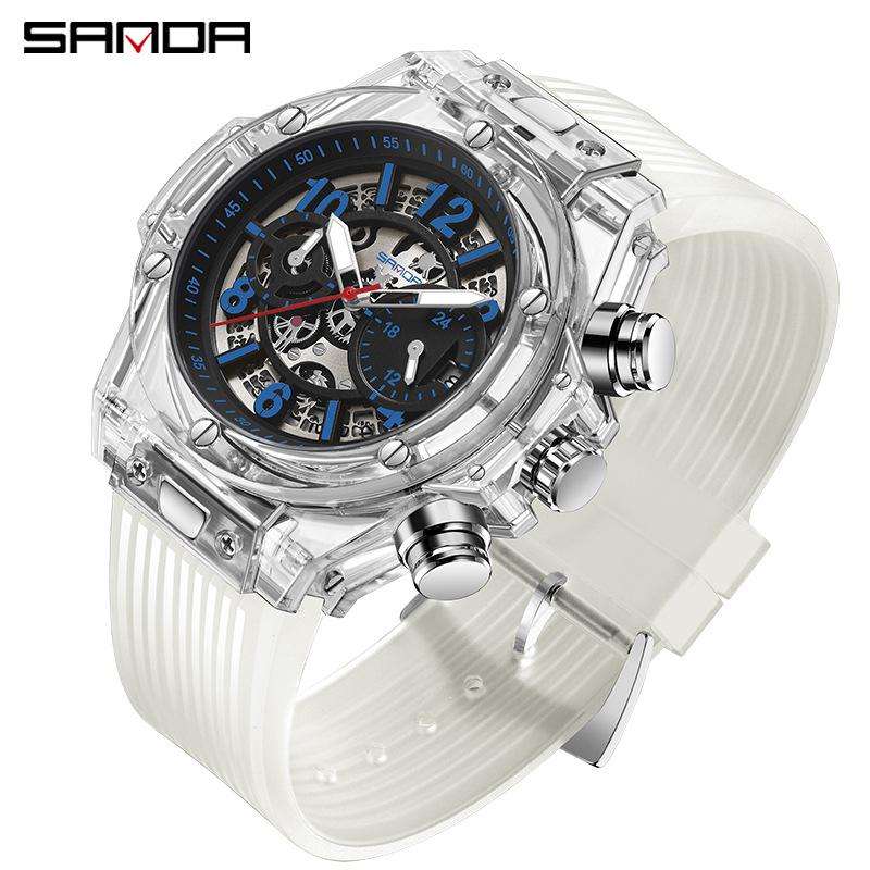 SANDA Brand Luxury Watch Men Wrist Watches Multifunction Sports Waterproof Luminous Sports Casual Clock Men Quartz Watches
